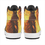 Brave Firefighter Painting Print High Top Leather Sneakers