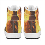 Brave Firefighter Painting Print High Top Leather Sneakers