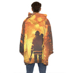 Brave Firefighter Painting Print Hoodie Blanket