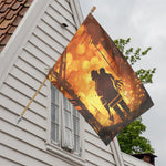 Brave Firefighter Painting Print House Flag
