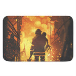 Brave Firefighter Painting Print Indoor Door Mat
