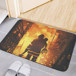 Brave Firefighter Painting Print Indoor Door Mat
