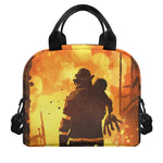 Brave Firefighter Painting Print Insulated Lunch Bag