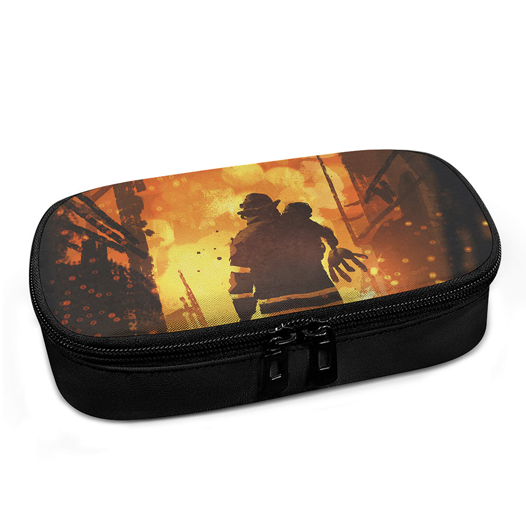 Brave Firefighter Painting Print Insulin Cooler Travel Case
