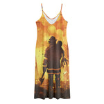 Brave Firefighter Painting Print Jersey Midi Cami Dress