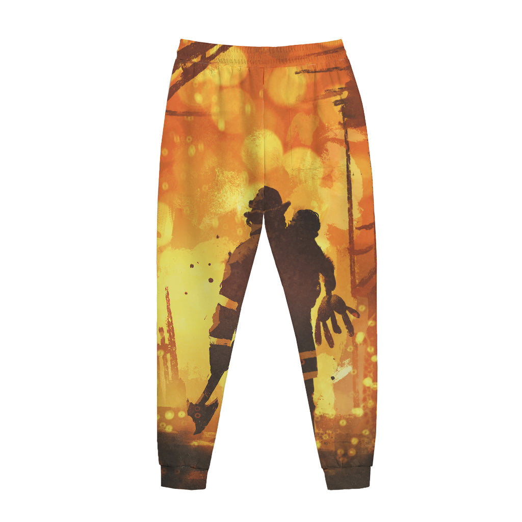 Brave Firefighter Painting Print Jogger Pants