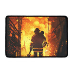 Brave Firefighter Painting Print Kitchen Mat
