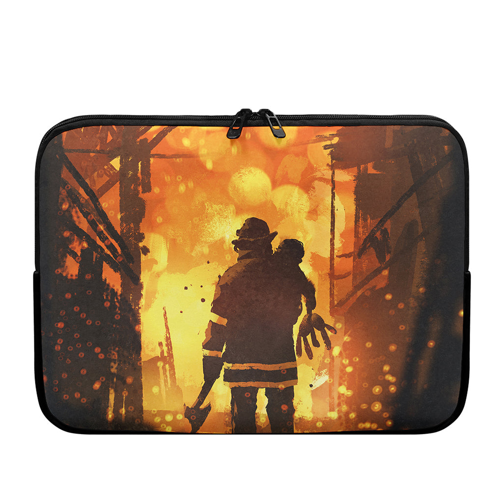Brave Firefighter Painting Print Laptop Sleeve