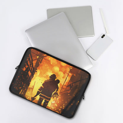Brave Firefighter Painting Print Laptop Sleeve