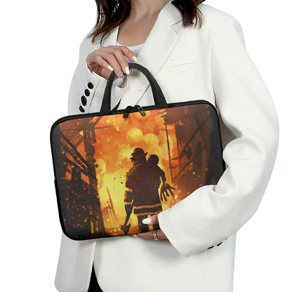 Brave Firefighter Painting Print Laptop Sleeve With Handle