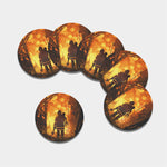 Brave Firefighter Painting Print Leather Coaster Set