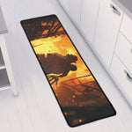 Brave Firefighter Painting Print Long Kitchen Mat
