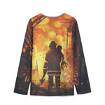 Brave Firefighter Painting Print Long Sleeve Short Coat