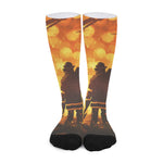 Brave Firefighter Painting Print Long Socks