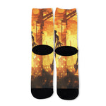 Brave Firefighter Painting Print Long Socks