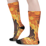 Brave Firefighter Painting Print Long Socks