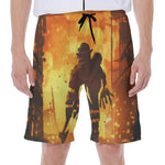 Brave Firefighter Painting Print Men's Beach Shorts