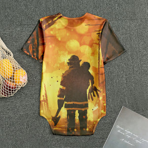 Brave Firefighter Painting Print Men's Bodysuit