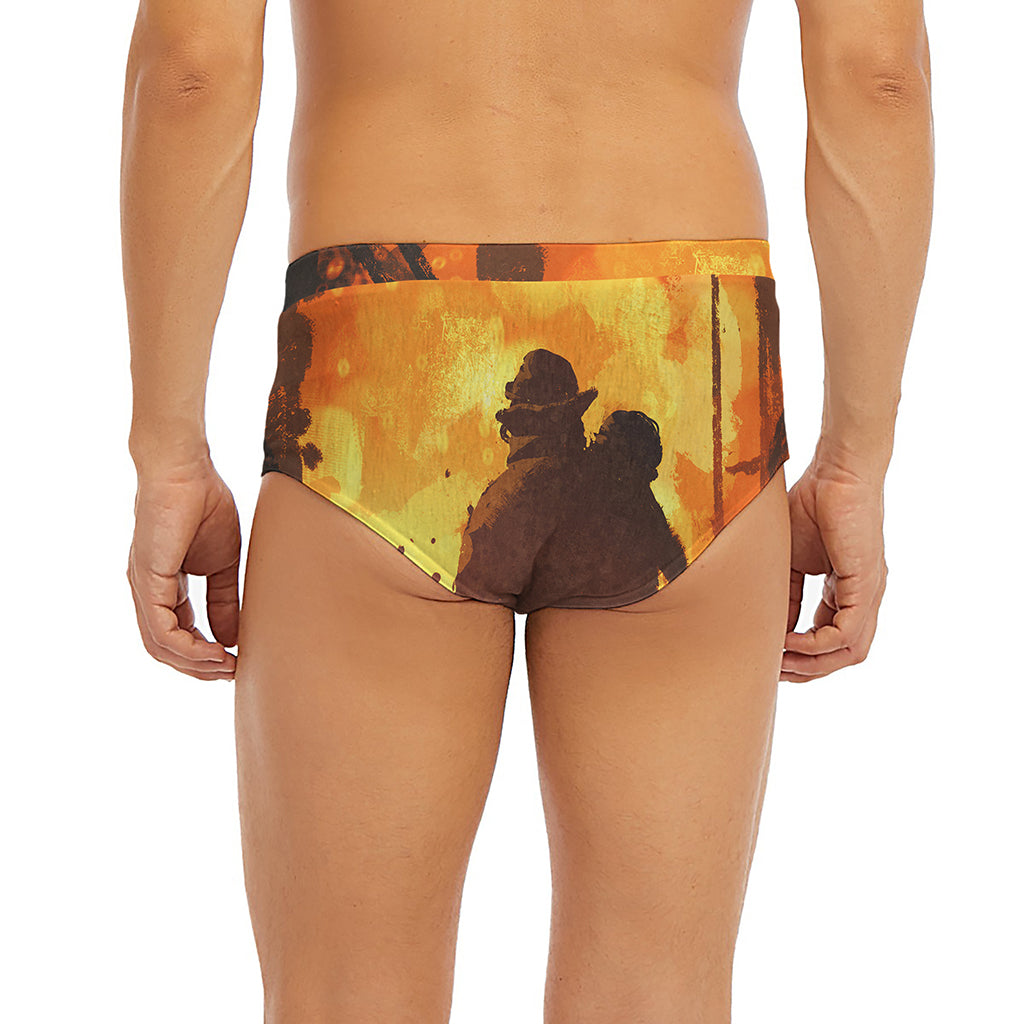 Brave Firefighter Painting Print Men's Briefs