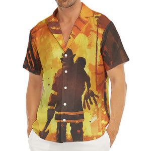 Brave Firefighter Painting Print Men's Deep V-Neck Shirt