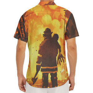 Brave Firefighter Painting Print Men's Deep V-Neck Shirt