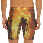 Brave Firefighter Painting Print Men's Long Boxer Briefs