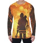 Brave Firefighter Painting Print Men's Long Sleeve T-Shirt