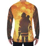 Brave Firefighter Painting Print Men's Long Sleeve T-Shirt