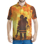 Brave Firefighter Painting Print Men's Polo Shirt