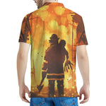 Brave Firefighter Painting Print Men's Polo Shirt