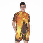 Brave Firefighter Painting Print Men's Rompers