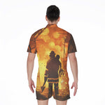Brave Firefighter Painting Print Men's Rompers