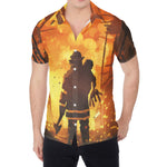 Brave Firefighter Painting Print Men's Shirt