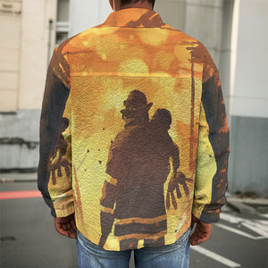 Brave Firefighter Painting Print Men's Shirt Jacket