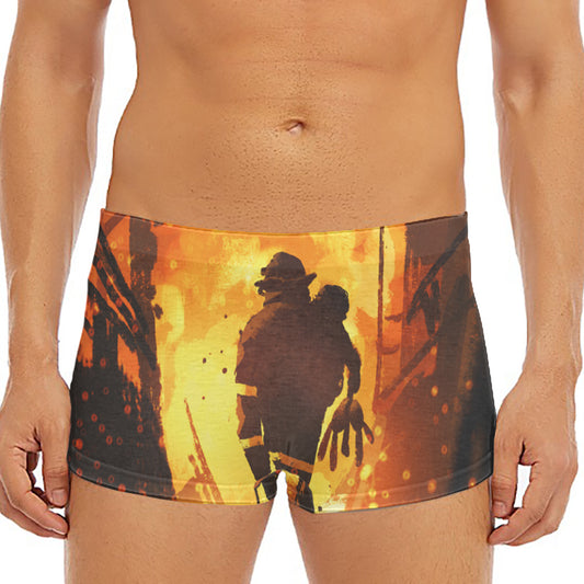 Brave Firefighter Painting Print Men's Short Boxer Briefs