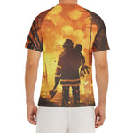 Brave Firefighter Painting Print Men's Short Sleeve Rash Guard