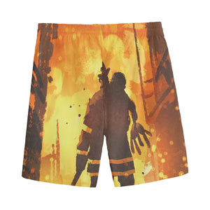 Brave Firefighter Painting Print Men's Sports Shorts