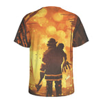 Brave Firefighter Painting Print Men's Sports T-Shirt