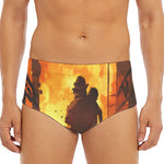 Brave Firefighter Painting Print Men's Triangle Swim Briefs