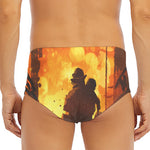 Brave Firefighter Painting Print Men's Triangle Swim Briefs