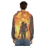 Brave Firefighter Painting Print Men's Velvet Pullover Hoodie
