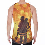 Brave Firefighter Painting Print Men's Velvet Tank Top
