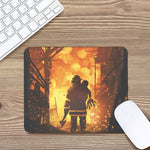 Brave Firefighter Painting Print Mouse Pad