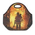 Brave Firefighter Painting Print Neoprene Lunch Bag