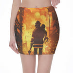 Brave Firefighter Painting Print Pencil Mini Skirt