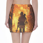 Brave Firefighter Painting Print Pencil Mini Skirt