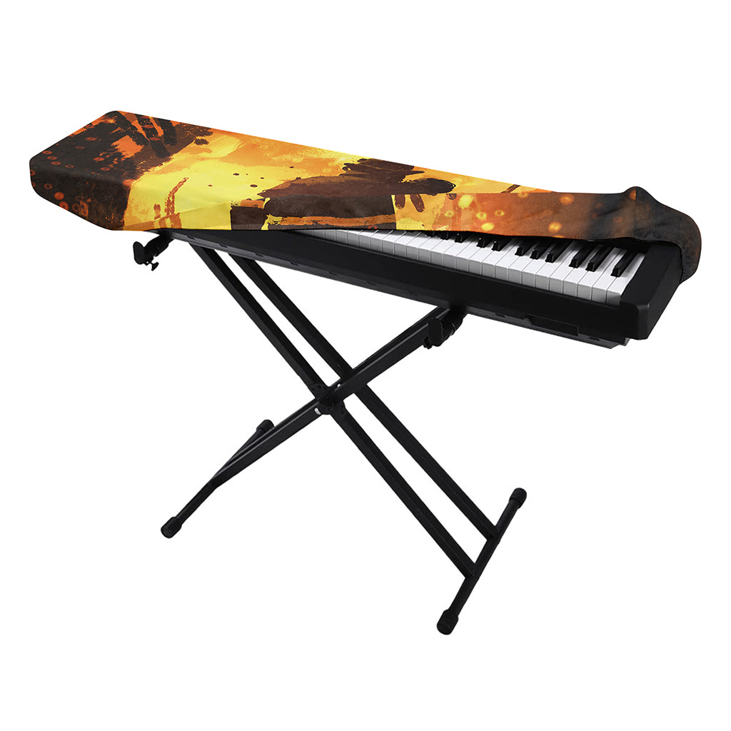 Brave Firefighter Painting Print Piano Keyboard Cover