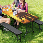 Brave Firefighter Painting Print Picnic Table Cover