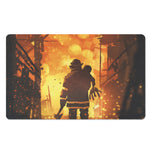 Brave Firefighter Painting Print Polyester Doormat