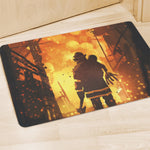 Brave Firefighter Painting Print Polyester Doormat